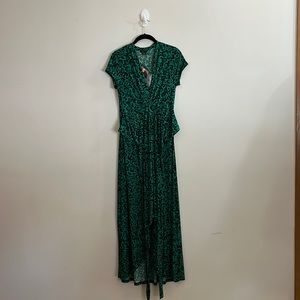 Iman Medium Green Leopard Print Wrap Dress